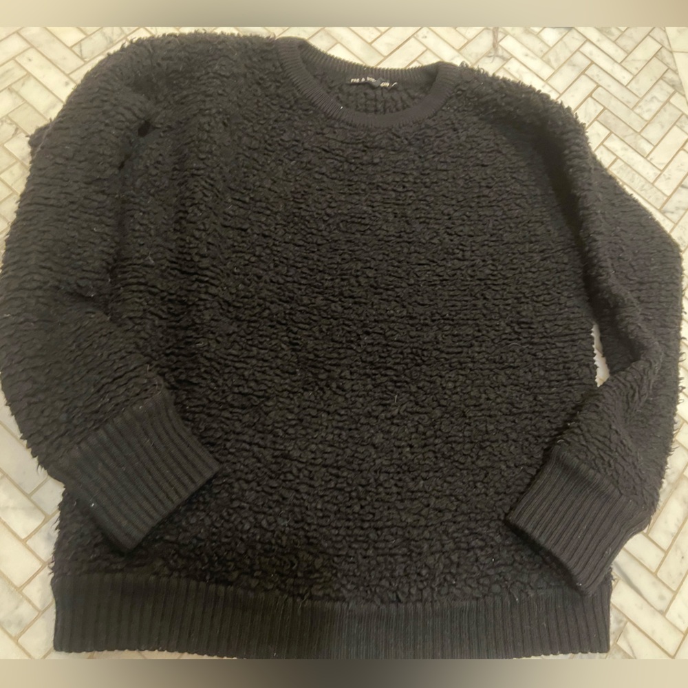 rag & bone Textured Black Crewneck Sweater